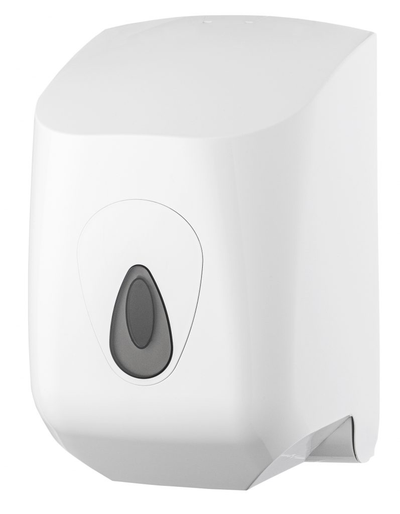 Witte poetsrol dispenser houder.