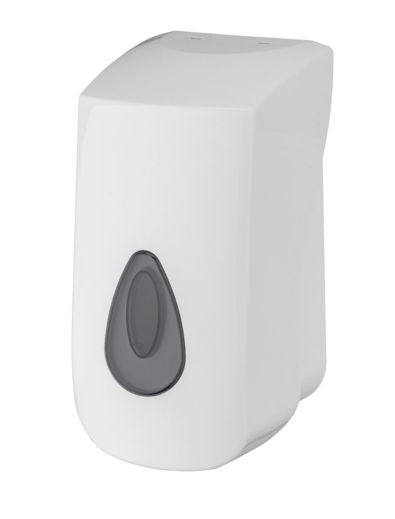 Witte toiletbril reiniger dispenser.