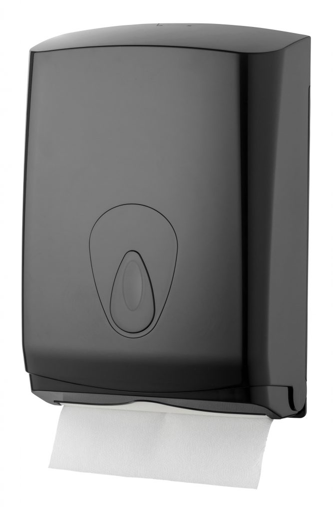 Zwarte vouwhanddoek dispenser