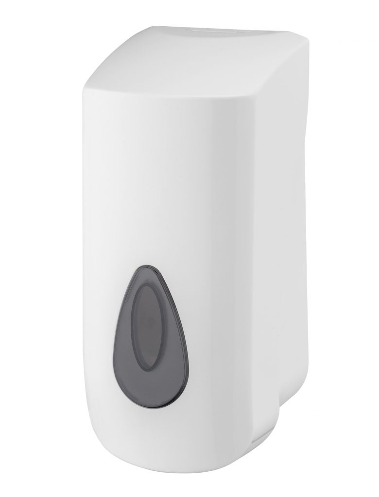 Witte zeep dispenser.