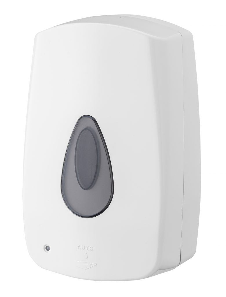 Witte zeepdispenser breed.
